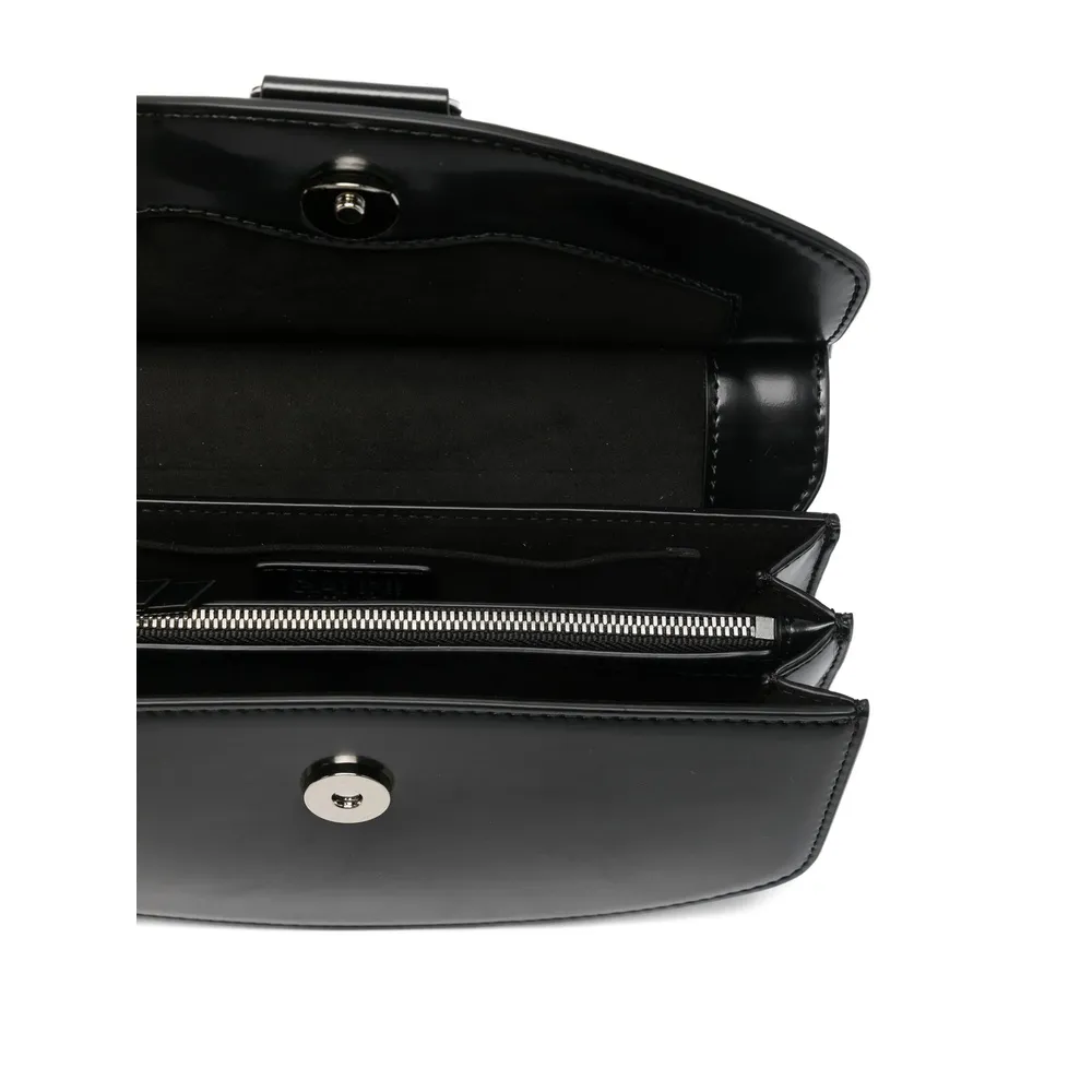 Curved Leather Cross Body Bag