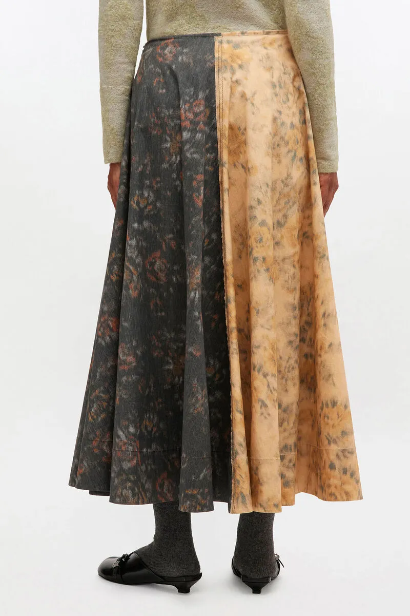 Floral Printed Panelled Flared Midi Skirt