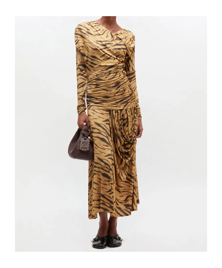 Zebra Print Ruched Dress