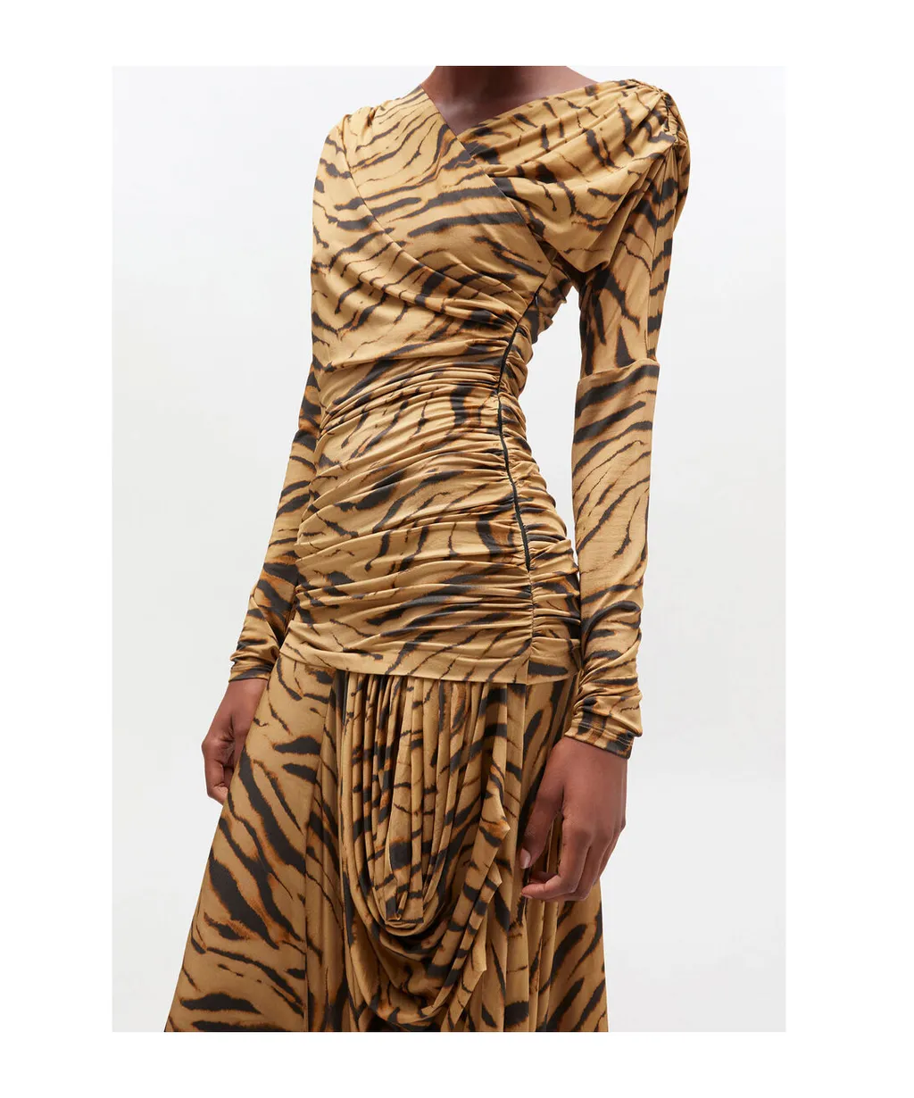 Zebra Print Ruched Dress