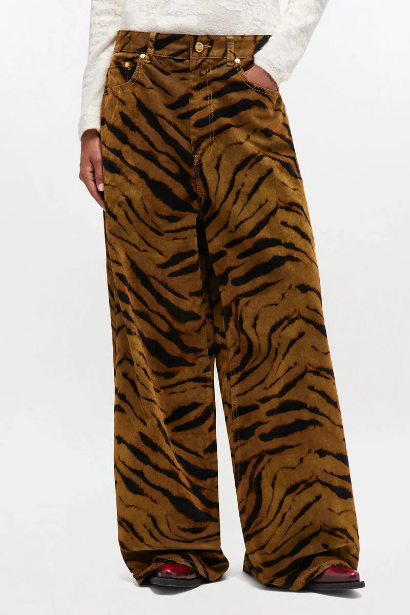 Zebra Printed Baggy Jeans