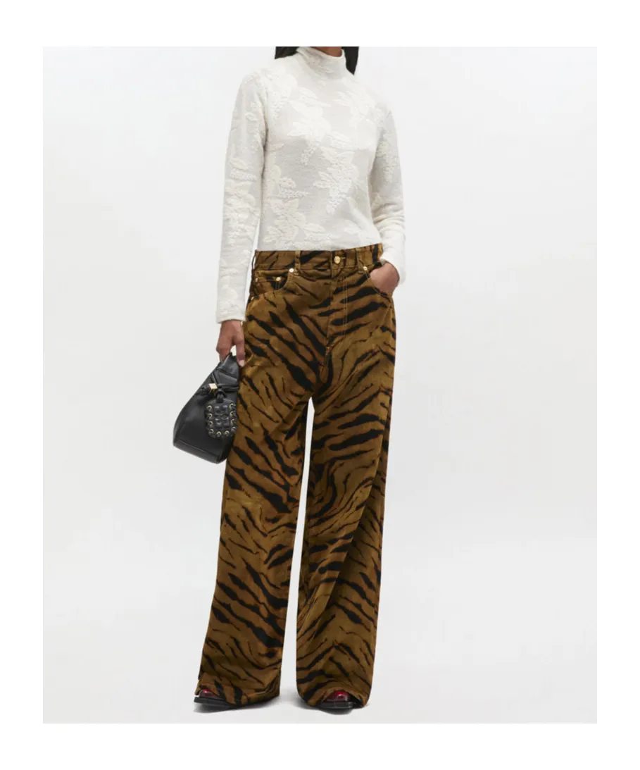Zebra Printed Baggy Jeans