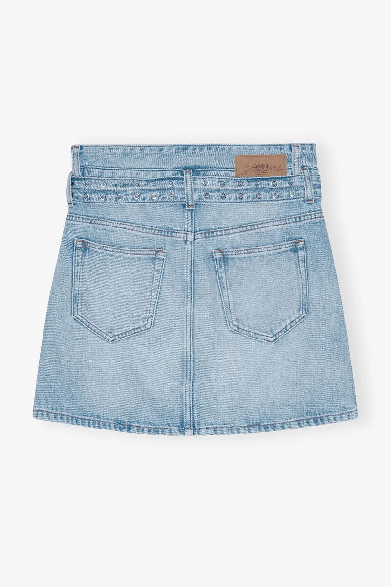 Belted Denim Mini Skirt