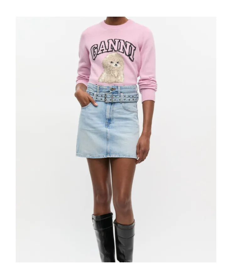 Belted Denim Mini Skirt