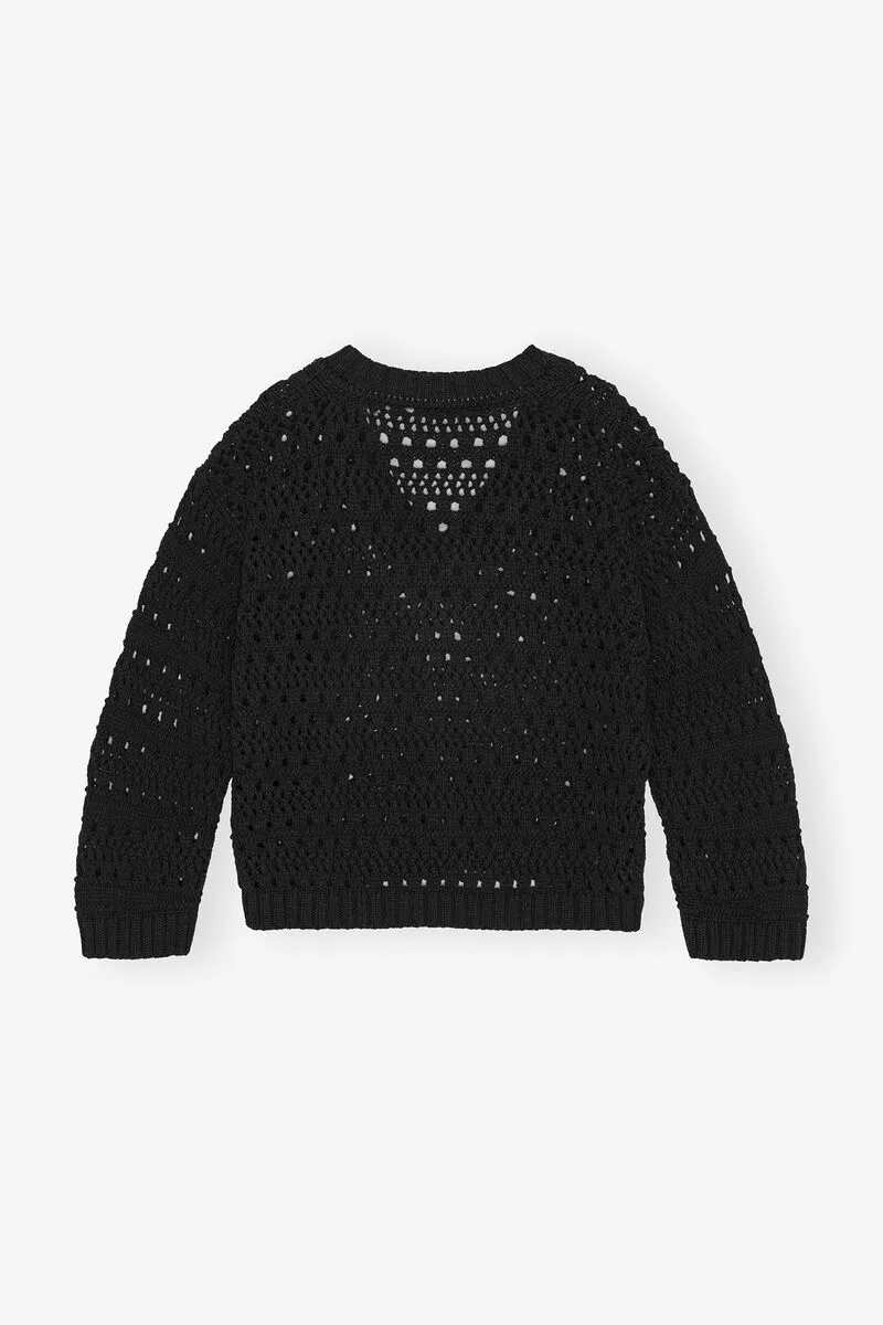 Crochet V-Neck Jumper