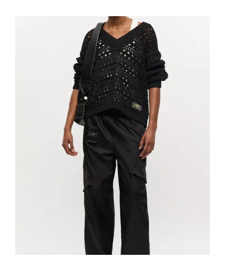 Crochet V-Neck Jumper