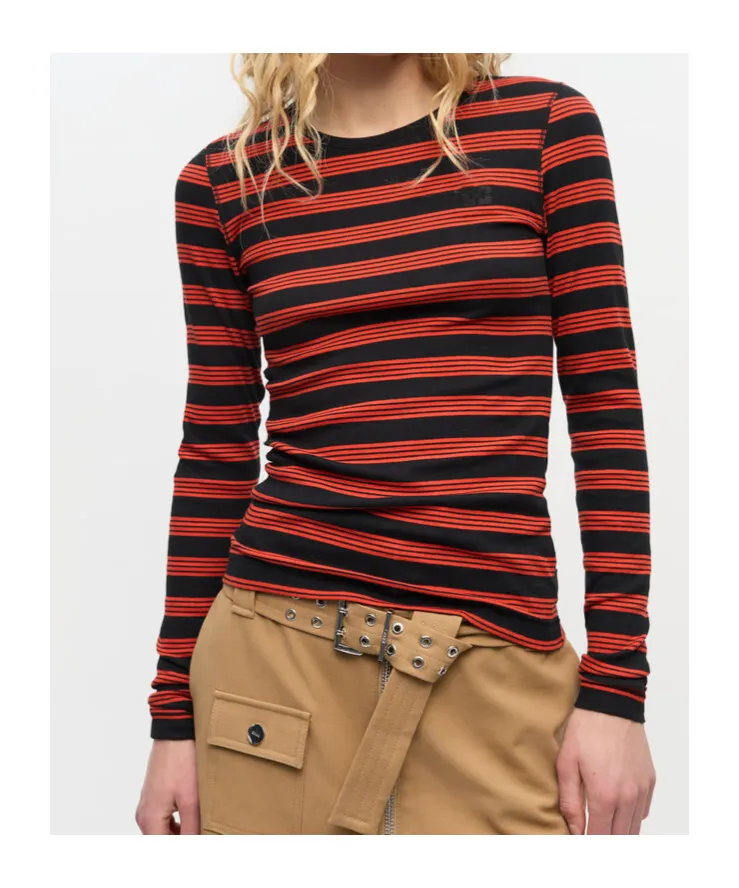 Striped Rib Long Sleeve T-Shirt