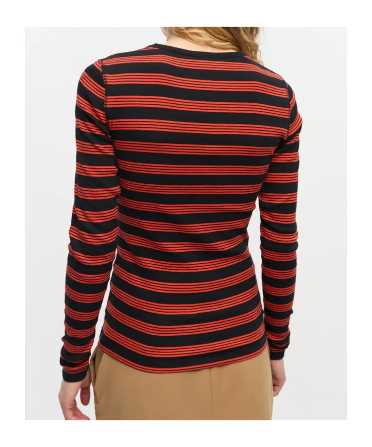 Striped Rib Long Sleeve T-Shirt
