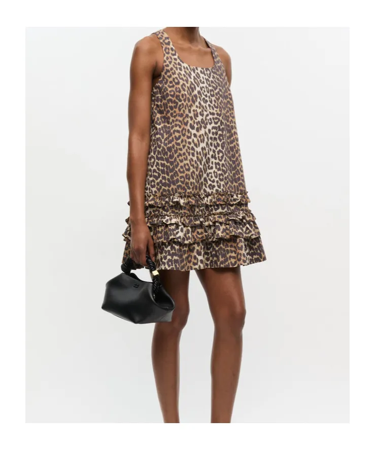 Leopard Printed Sleeveless Mini Dress