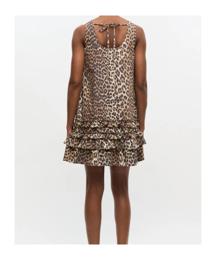Leopard Printed Sleeveless Mini Dress