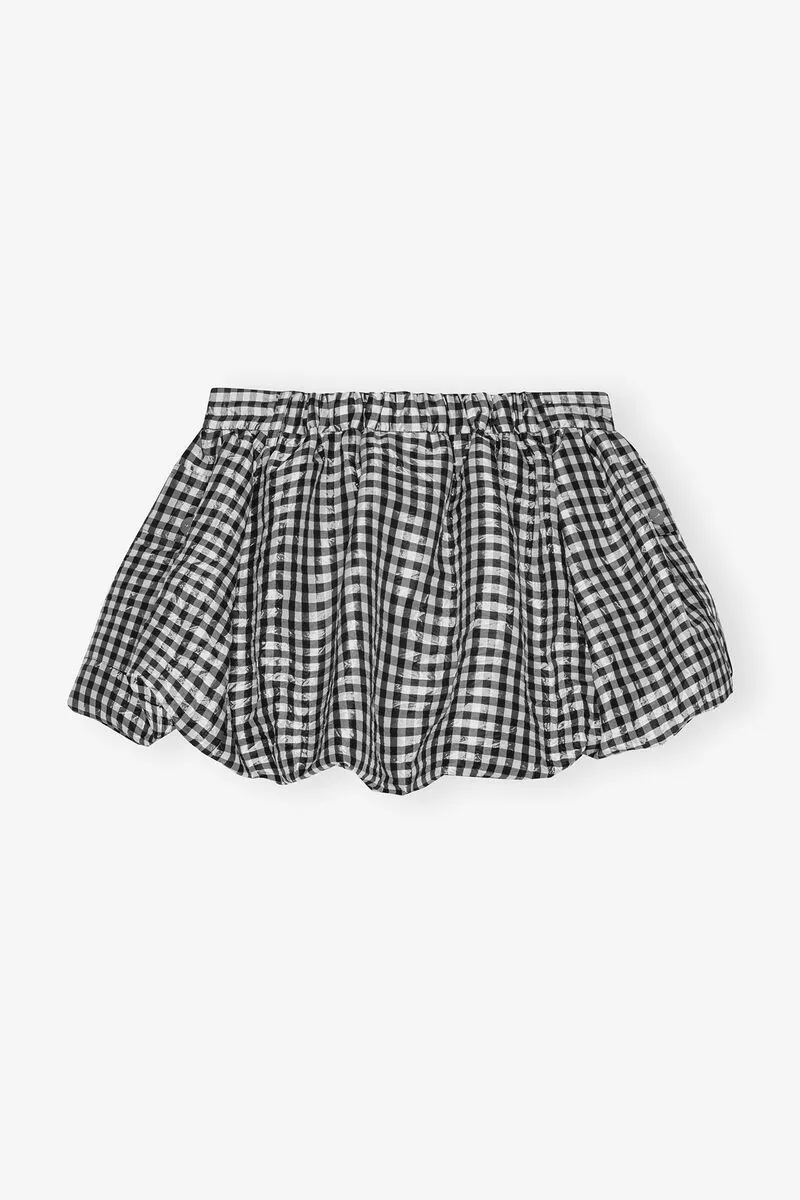Crinkled Check Mini Bubble Skirt