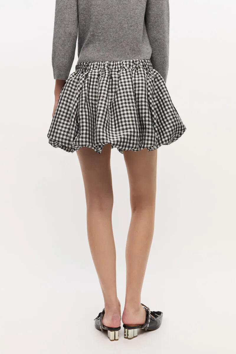 Crinkled Check Mini Bubble Skirt