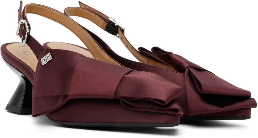 Burgundy Bow Kitten Heels