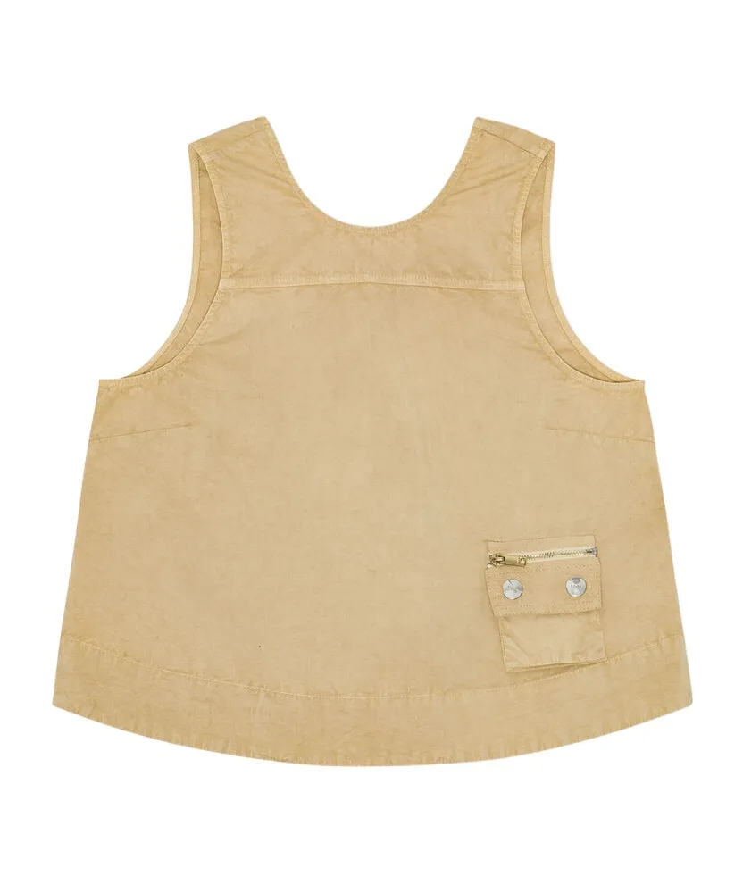 Washed Stretch Cotton Sleeveless Top