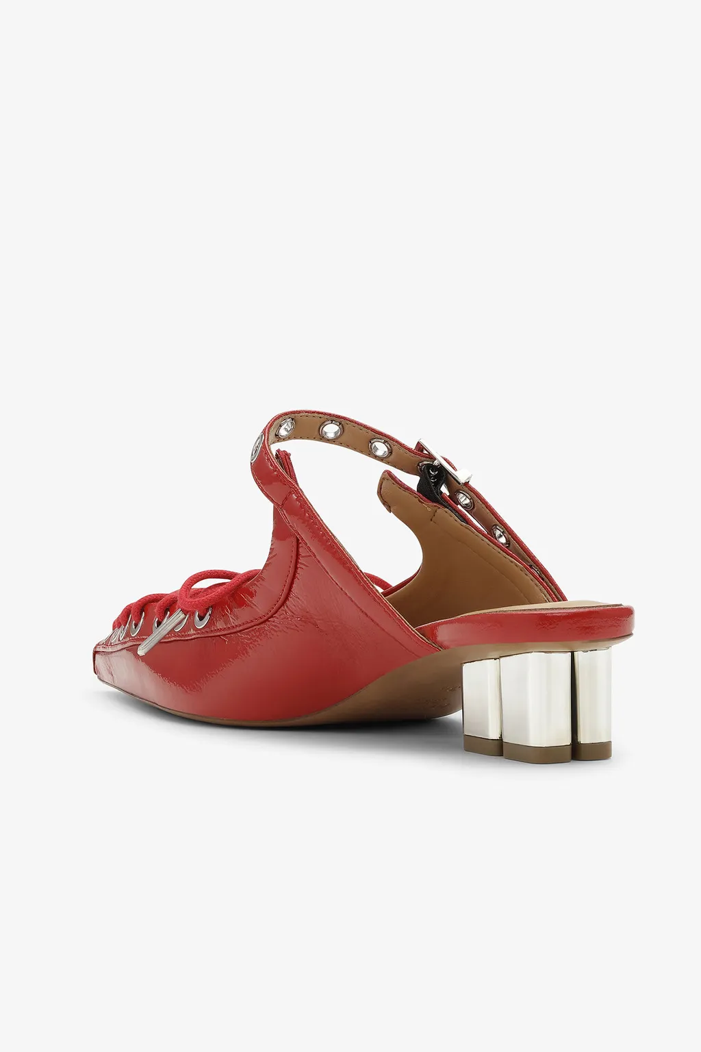 Red Lace-Up Mules