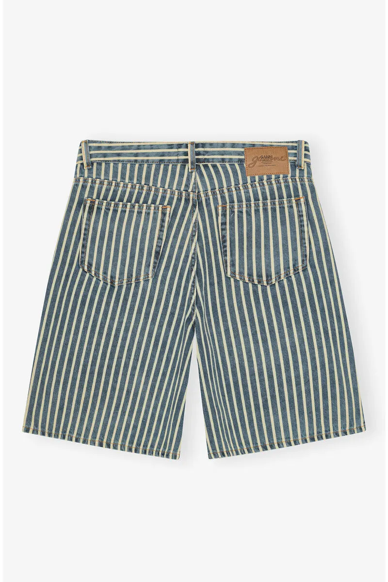 Striped Denim Shorts