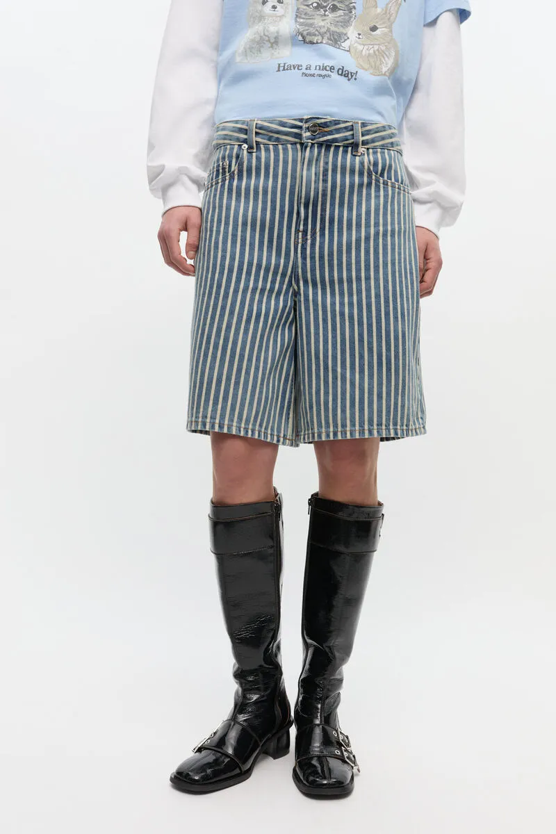 Striped Denim Shorts
