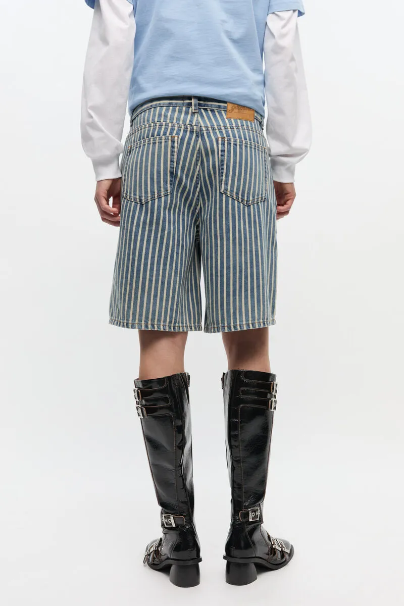 Striped Denim Shorts