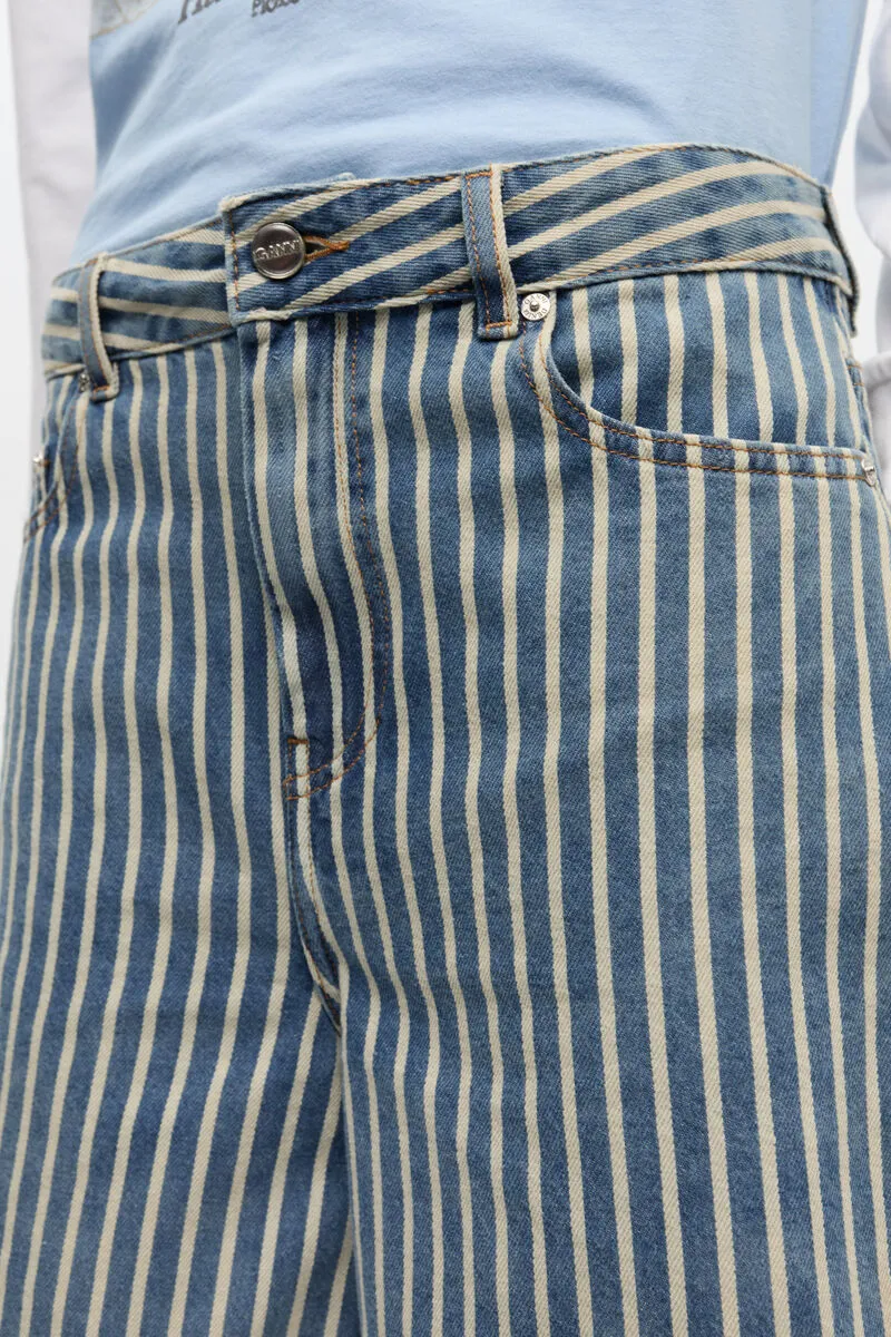 Striped Denim Shorts