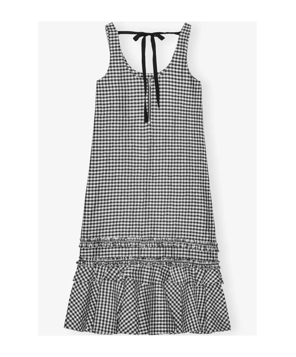 Checked Sleeveless Midi Dress