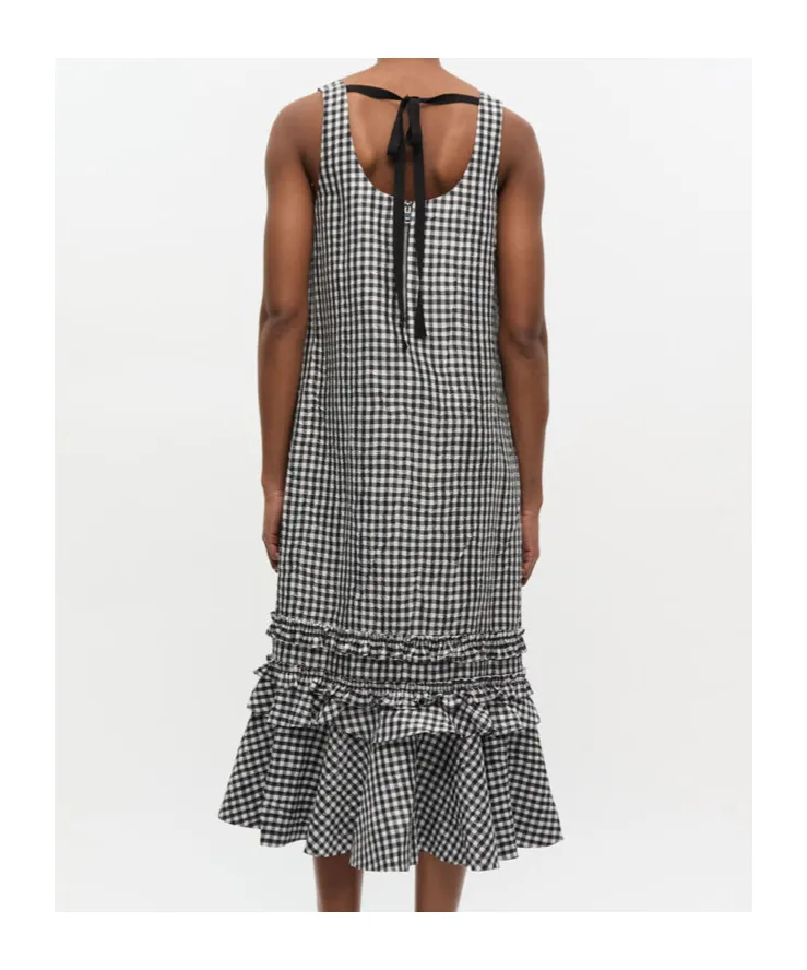 Checked Sleeveless Midi Dress