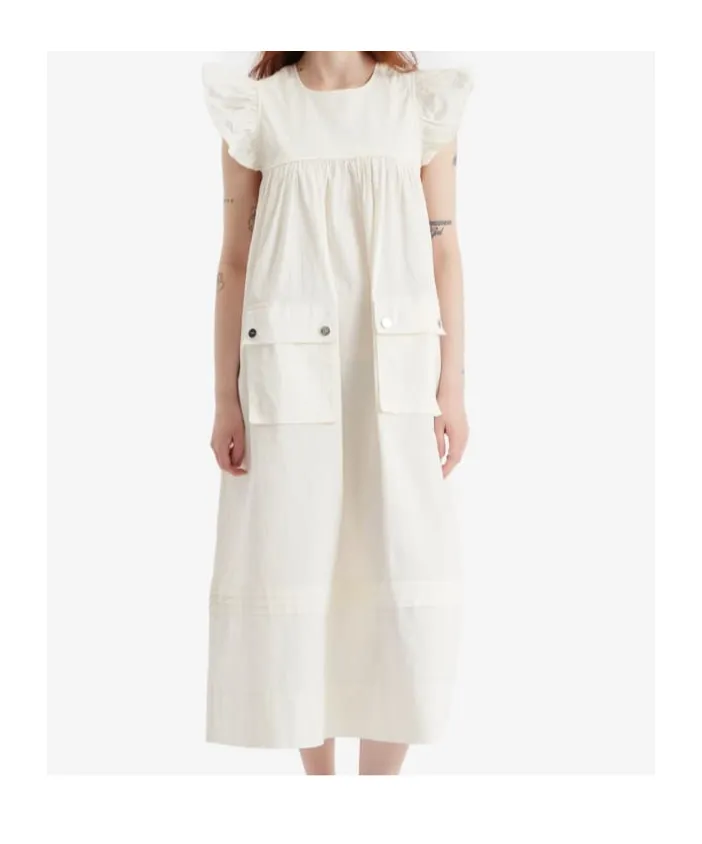Ruffle-Detail Midi Dress