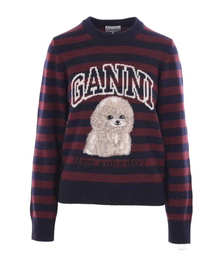 Logo Intarsia Striped Knitted Jumper