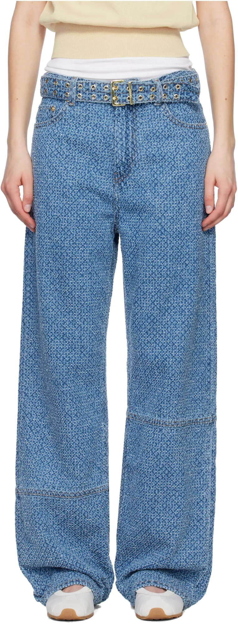 Belted Wide-Leg Jeans