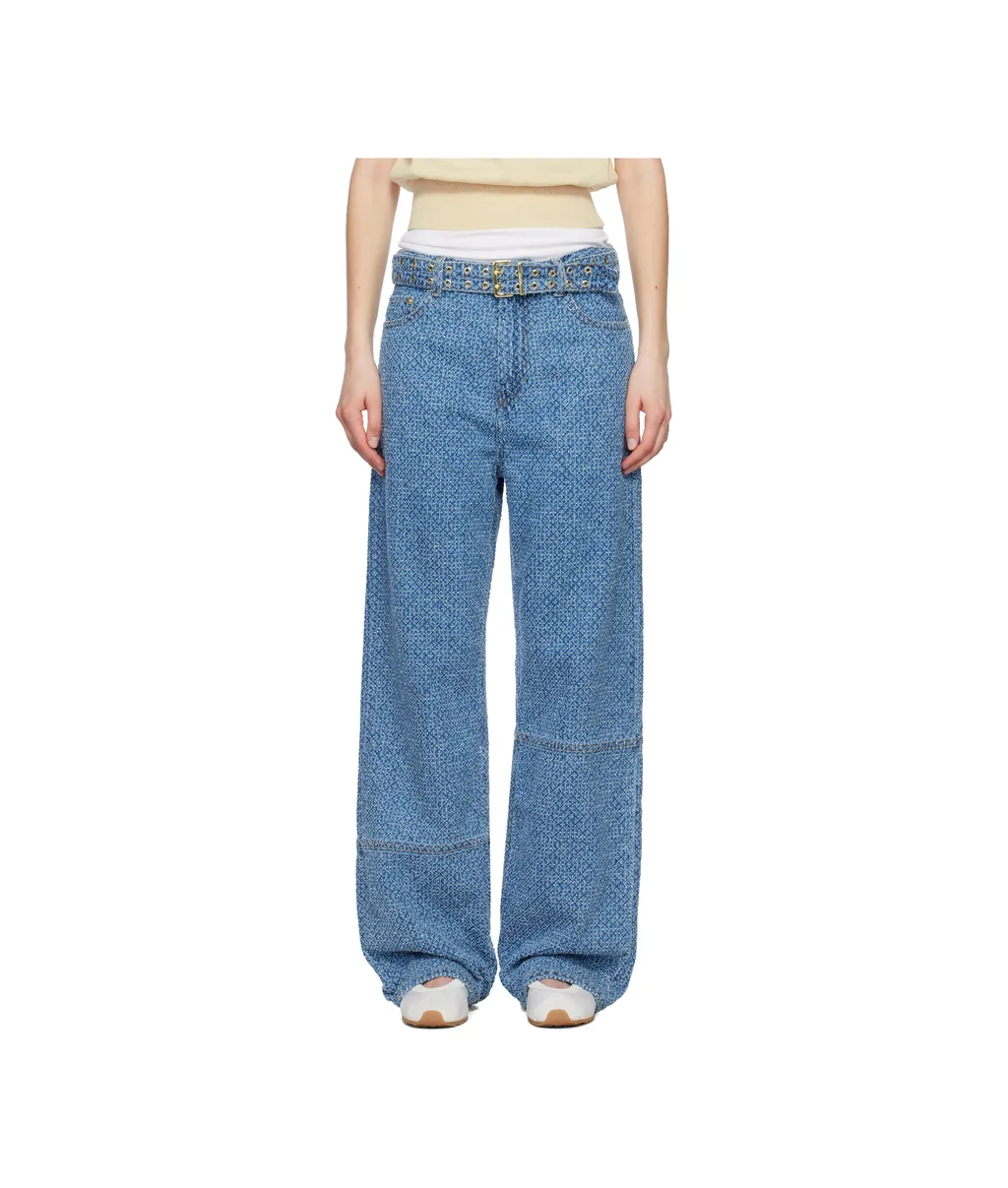 Belted Wide-Leg Jeans