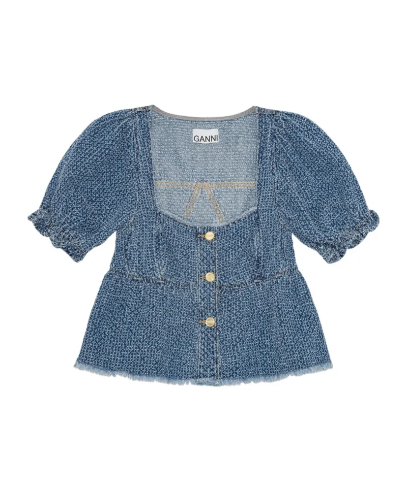 Fluffy Denim Blouse