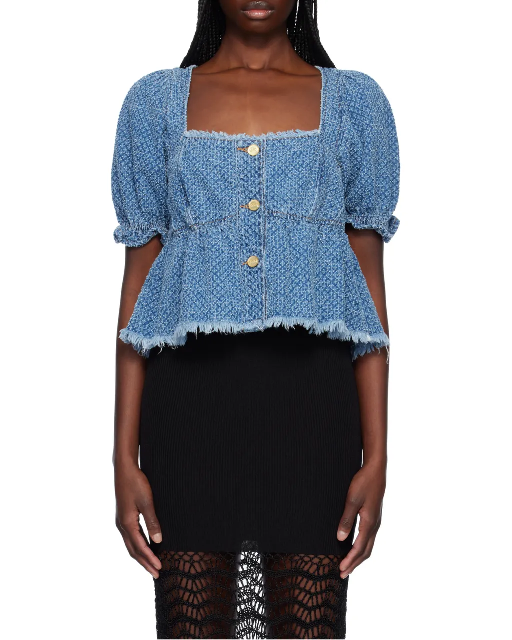 Fluffy Denim Blouse