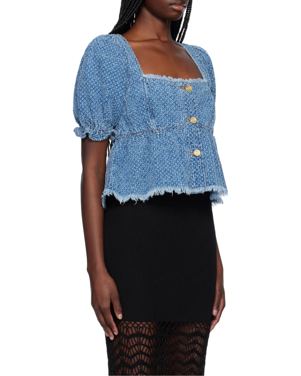 Fluffy Denim Blouse