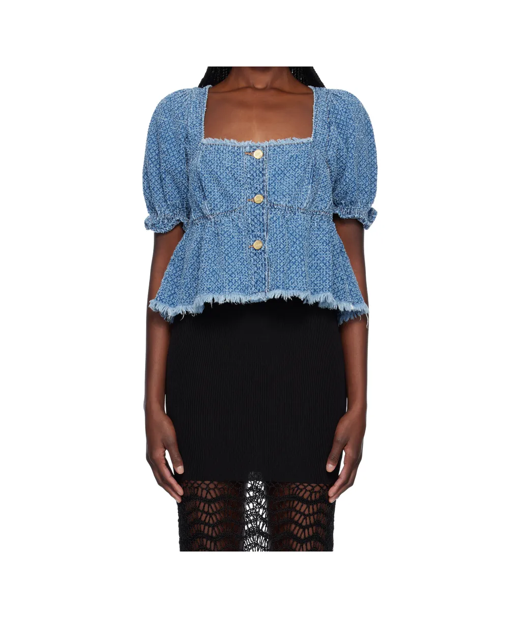 Fluffy Denim Blouse