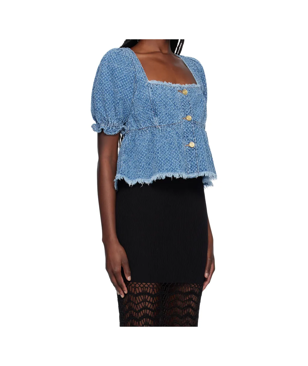 Fluffy Denim Blouse
