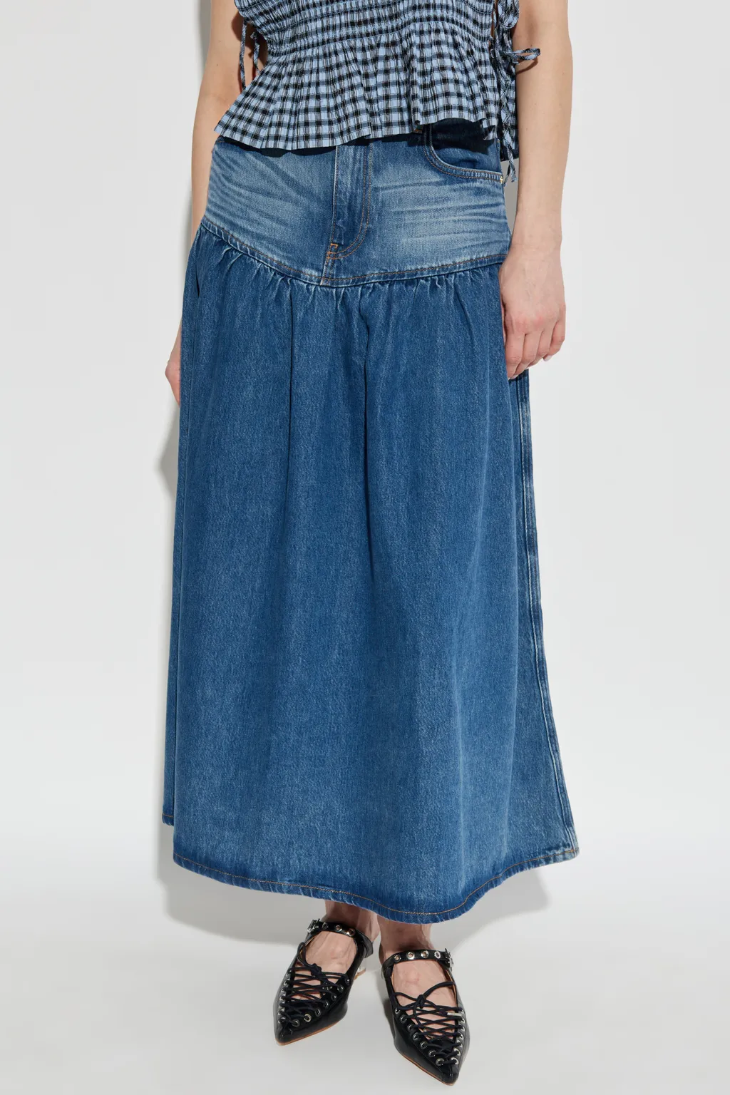 Panelled Midi Denim Skirt