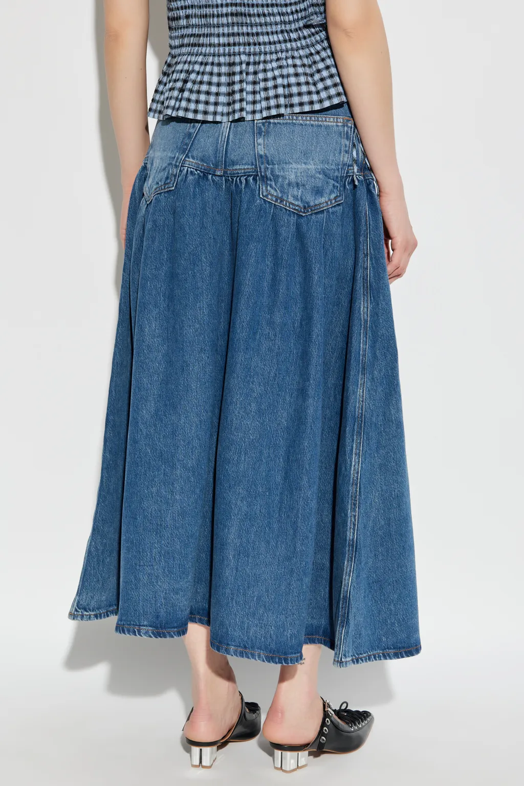 Panelled Midi Denim Skirt