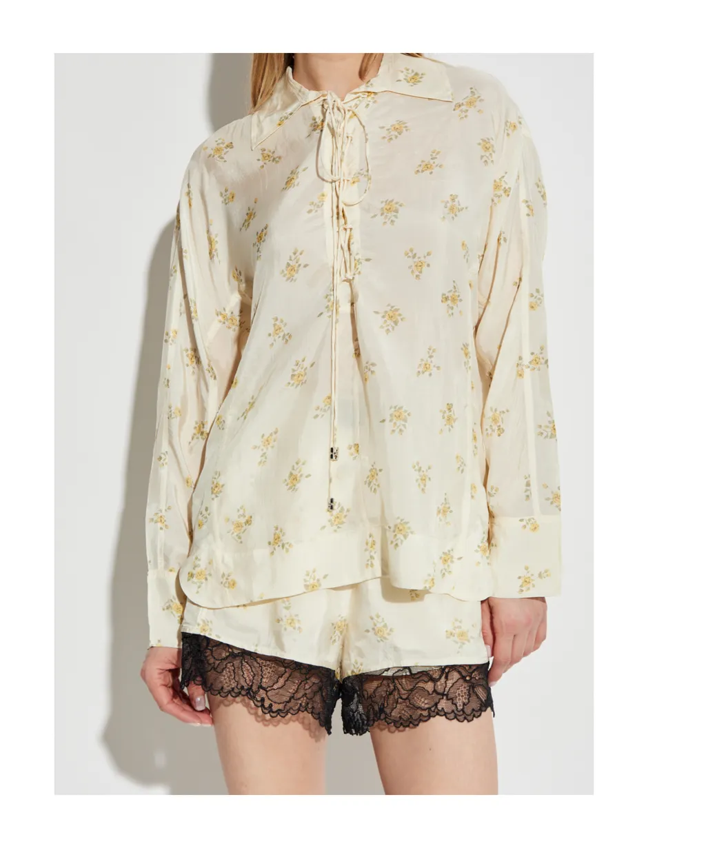 Floral Tie String Shirt