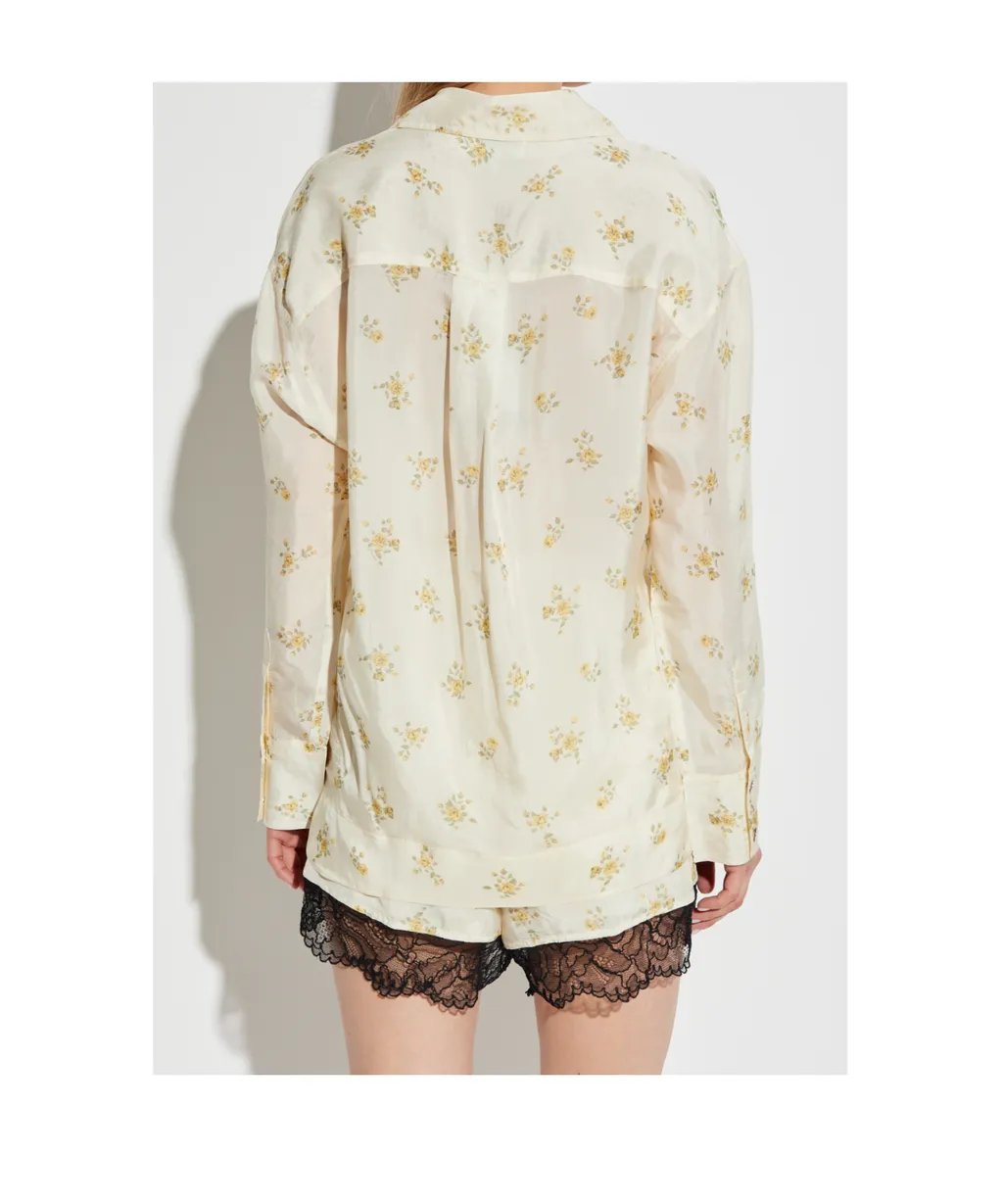 Floral Tie String Shirt