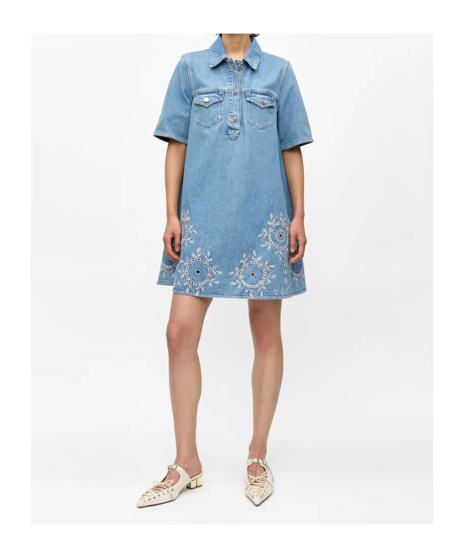 Broderie Anglaise Denim Mini Dress