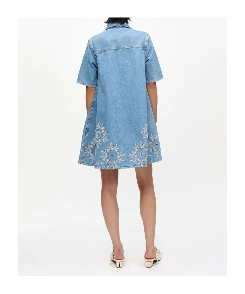 Broderie Anglaise Denim Mini Dress