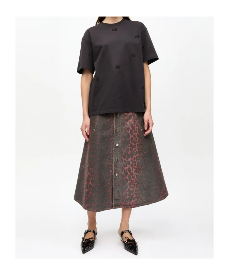 Button-Front A-Line Skirt