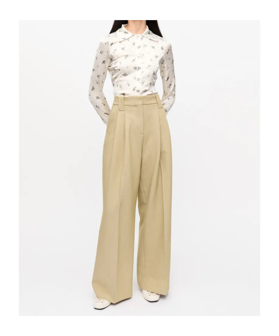 Twill Suiting Mid Waist Trousers