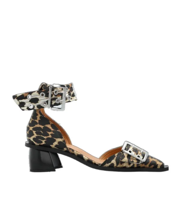 Leopard Print Ankle-Strap Pumps