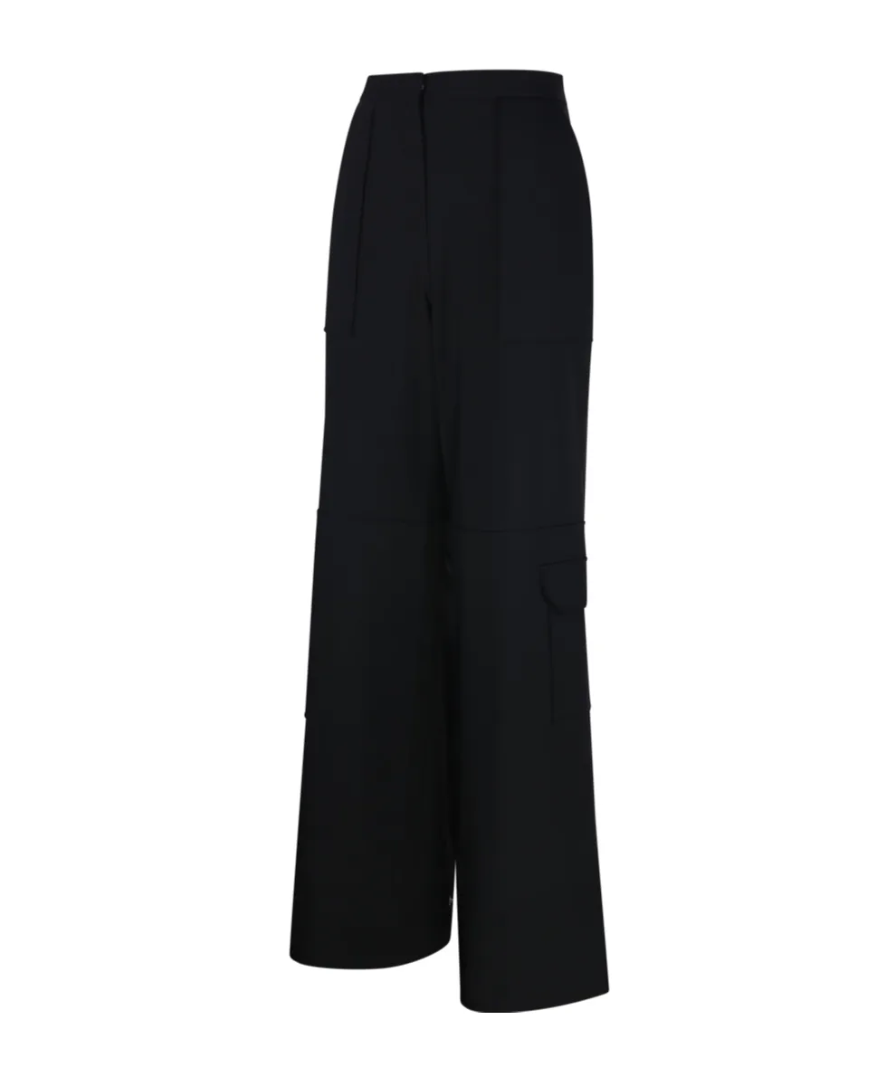 Black Twill Suiting Cargo Trousers