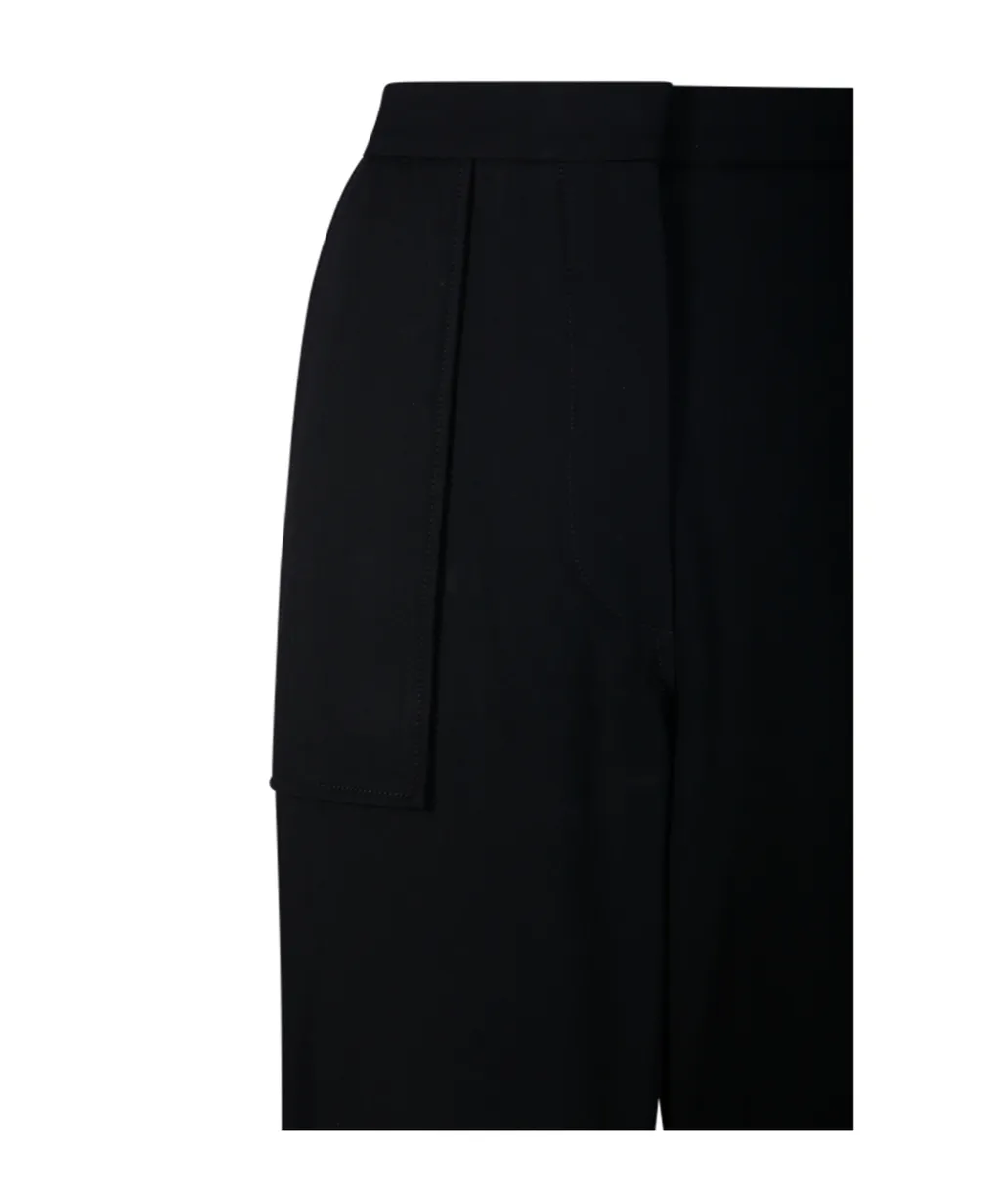 Black Twill Suiting Cargo Trousers