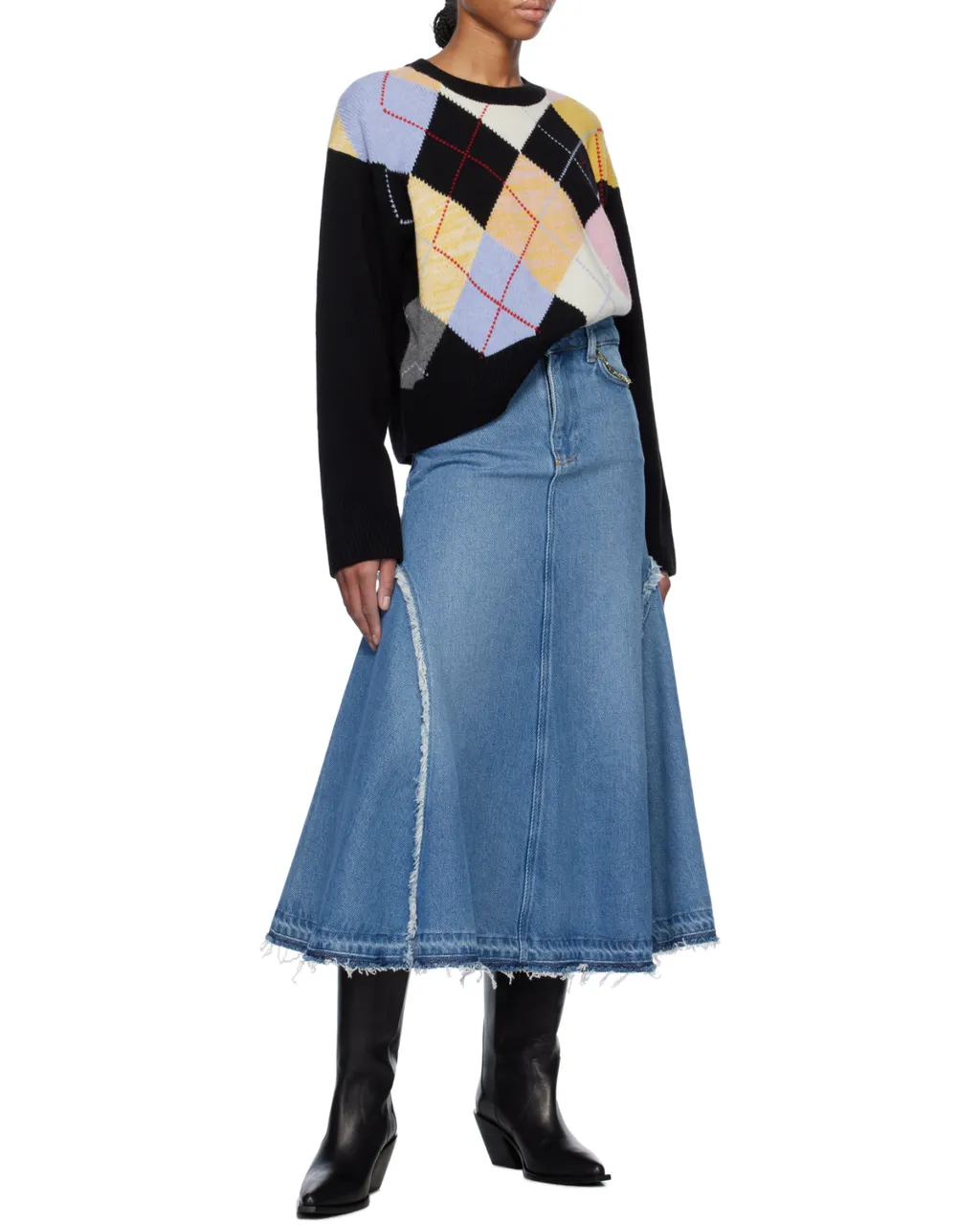 Flared Denim Skirt