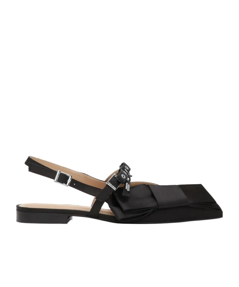 Big Bow Slingback Flat Shoes