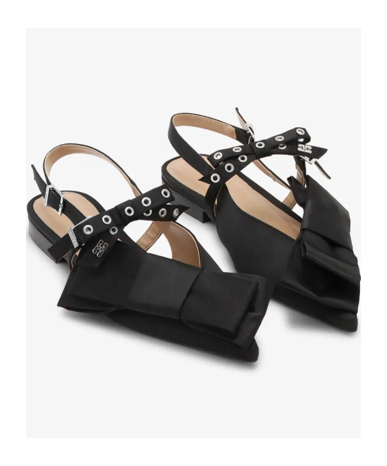 Big Bow Slingback Flat Shoes