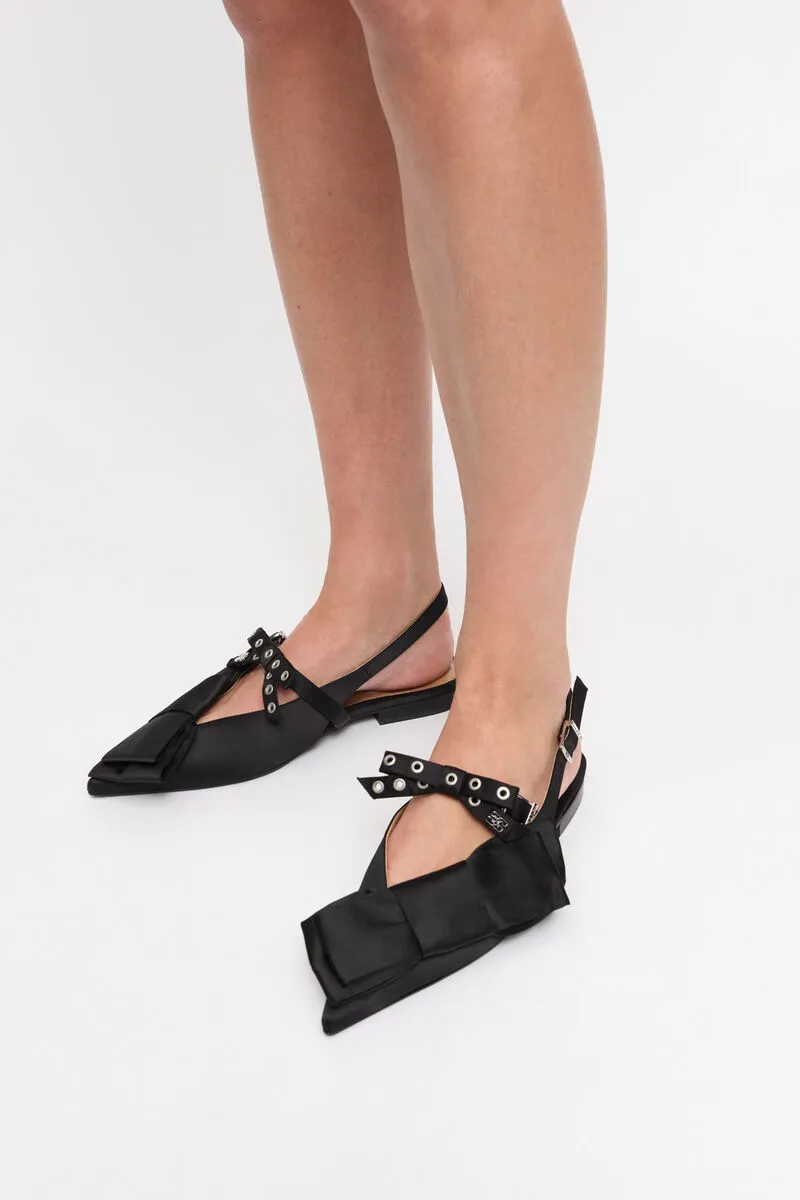 Big Bow Slingback Flat Shoes
