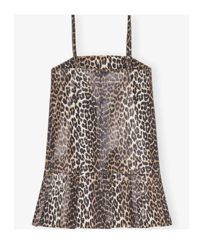 Leopard Printed Spaghetti Strap Mini Dress